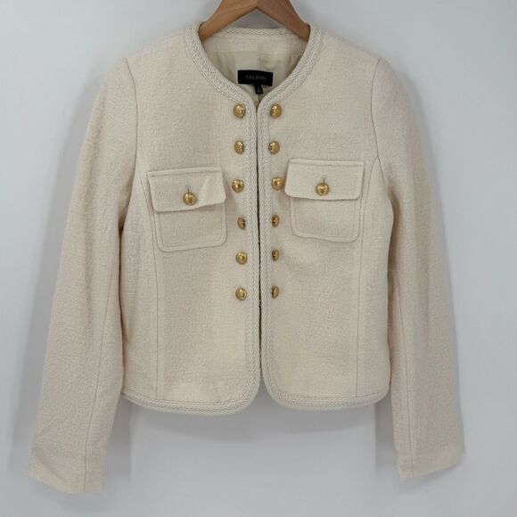 Talbots Berkshire Wool Blend Crop Blazer Jacket Cream Women 8 NWT Business - Picture 1 of 8